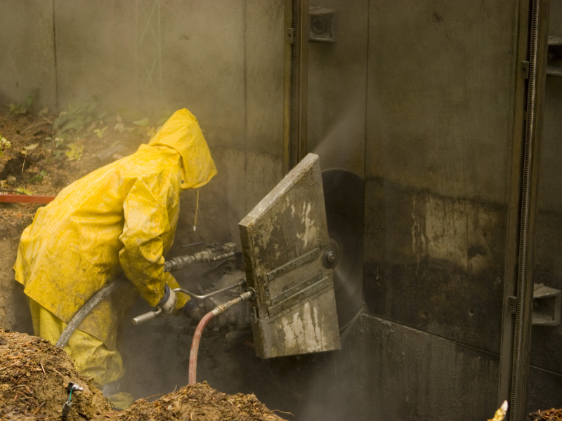 2 Concrete saw cutting a driveway in Calgary with precise depth control